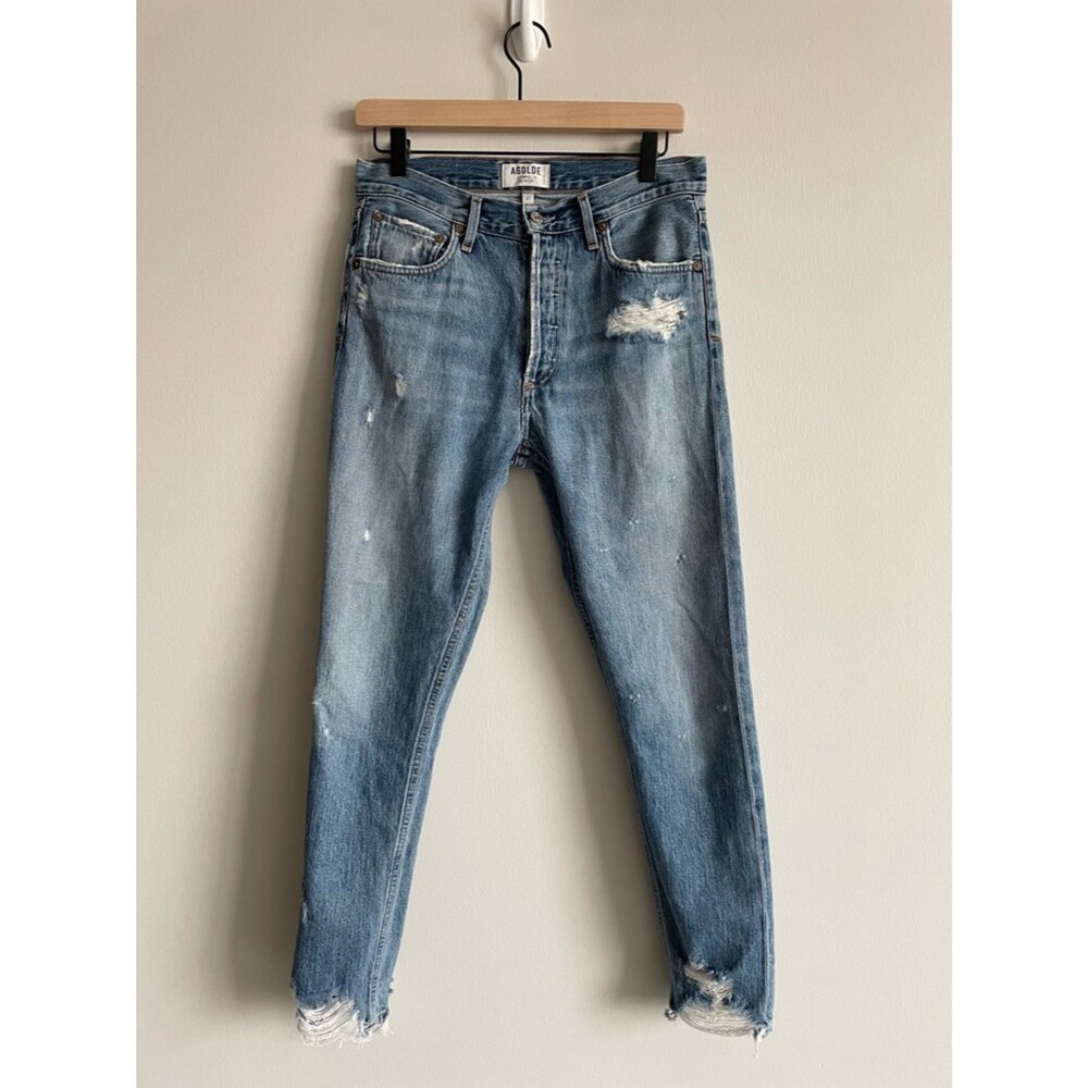 AGOLDE Jamie high-rise distressed skinny jeans raw hem 27